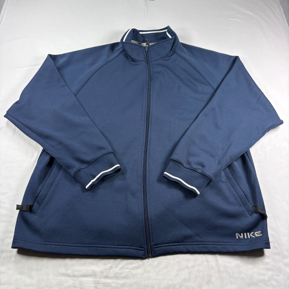 Vintage Y2K Nike Track Jacket Mens XL Blue Full Zip Stretch Pockets